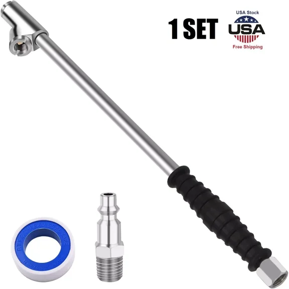 1/4" FNPT Straight Foot Lock On Truck RV Tire Inflate Chuck Dual Head Air Chuck