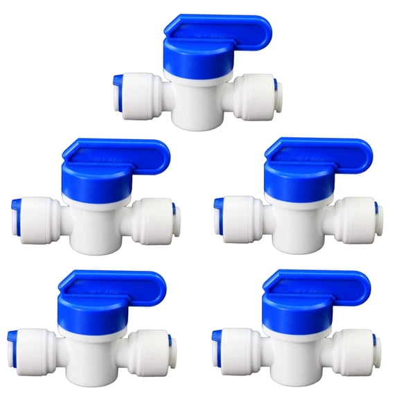 1/4" FPT to 1/4" OD PE Hose Ball Valve, Push-In Quick Connect Plastic Fitting for RODI Reverse Osmosis Water System, 5 PCS
