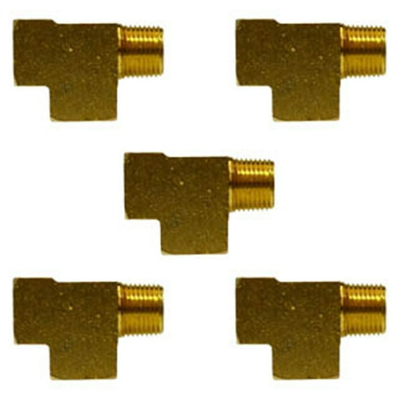 1/4" Female NPT x Male NPT x Female NPT Barstock Street Tee Brass Fitting 5-Pack