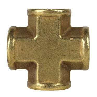 1/4" Female NPTF Forged Solid Brass Cross Fitting – 4-Way Pipe Connector By Couplings Co.