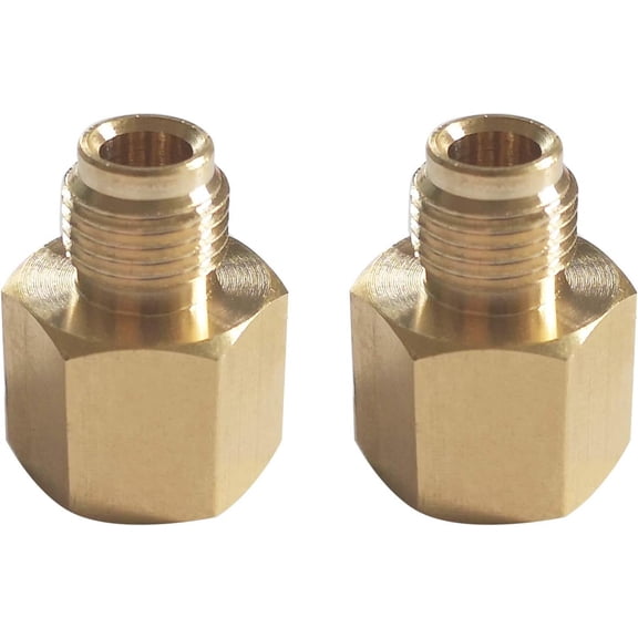 1/4" Female Pipe NPT x 1/4" Inverted Male Flare7/16-24UNF Brass Convert Adapter Fitting Components For RV Propane Pigtail Hose Pack of 2