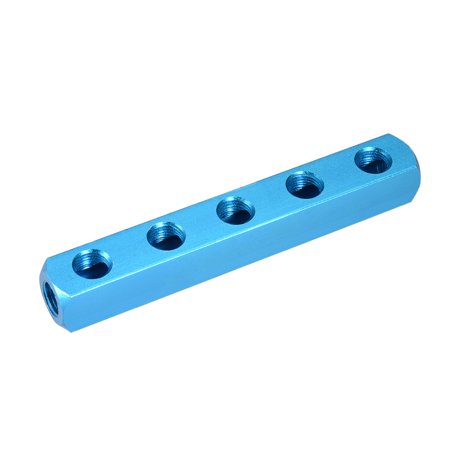 1/4" G Female Thread Pneumatic 5Way Air Hose Inline Manifold Block Splitter