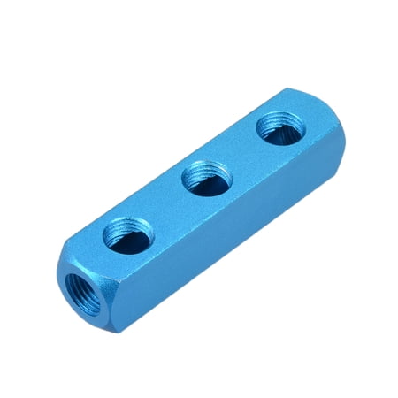 1/4" G Thread Pneumatic 3 Way Air Hose Inline Manifold Block Splitter 2Pcs