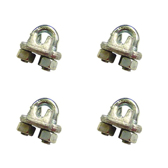 1/4" Galvanized Drop Forged Wire Rope Clips - 4 Pack