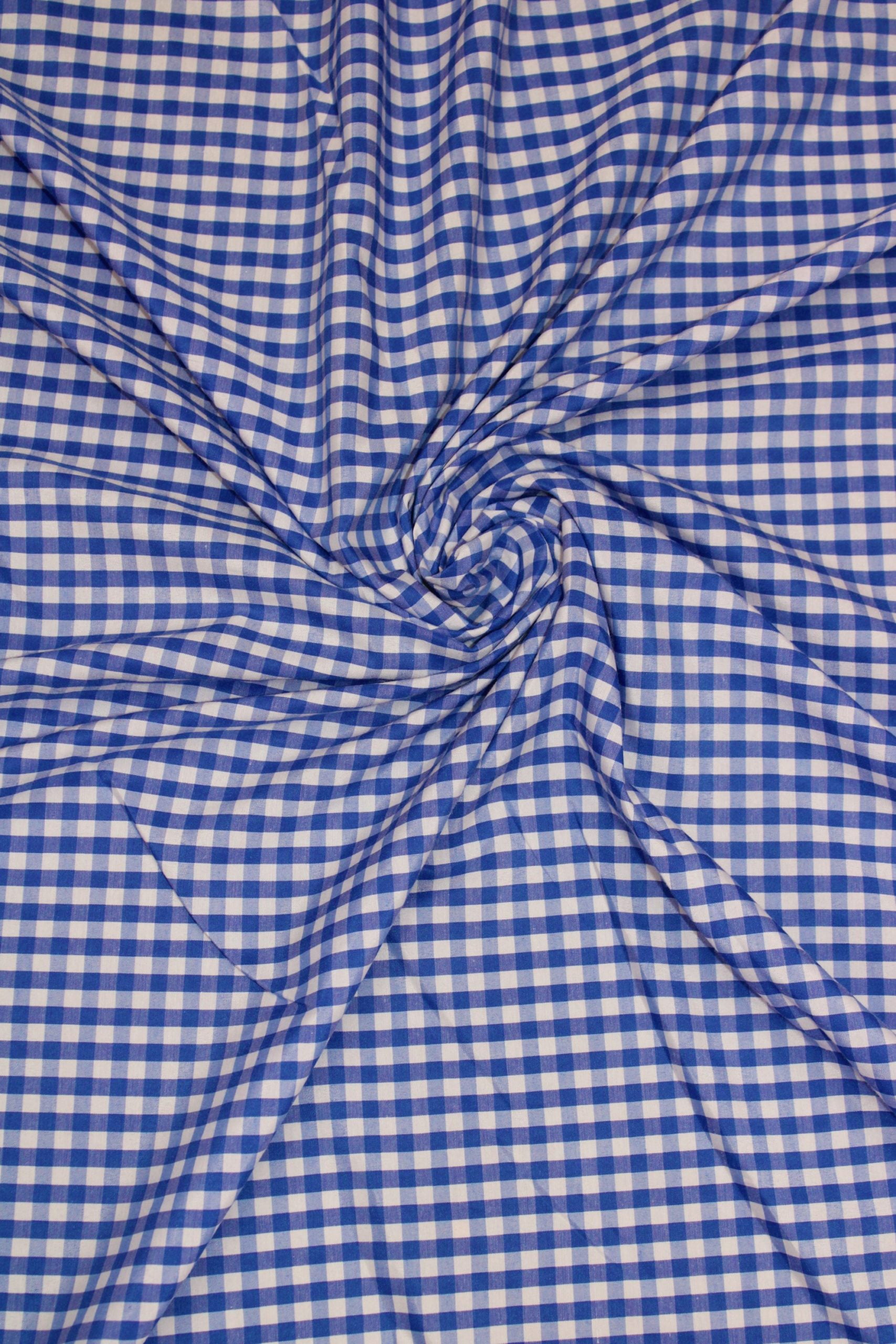 1/4" Gingham Broadcloth Fabric, 60" Wide, Sells by the Yard from Sal Tex Fabrics, Royal Blue