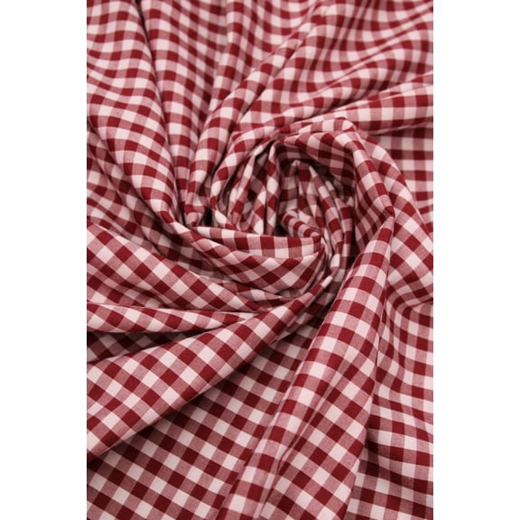 1/4" Gingham Check Broadcloth, 60" Wide, Sells by the Yard from Sal Tex Fabrics, Burgundy