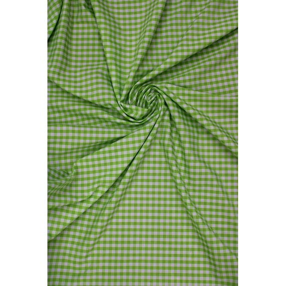 1/4" Gingham Check Broadcloth, 60" Wide, Sells by the Yard from Sal Tex Fabrics, Lime Green