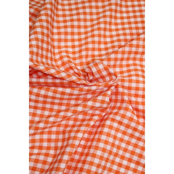 1/4" Gingham Check Broadcloth, 60" Wide, Sells by the Yard from Sal Tex Fabrics, Orange