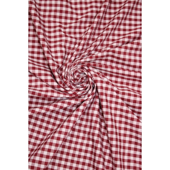 1/4" Gingham Check Broadcloth, 60" Wide, Sells by the Yard from Sal Tex Fabrics, Red