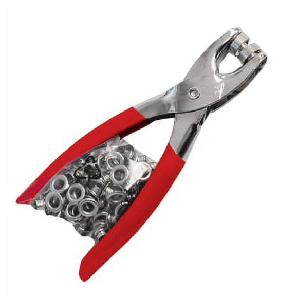 1/4" Grommet Eyelet Setting Pliers with 100 Silver Grommets