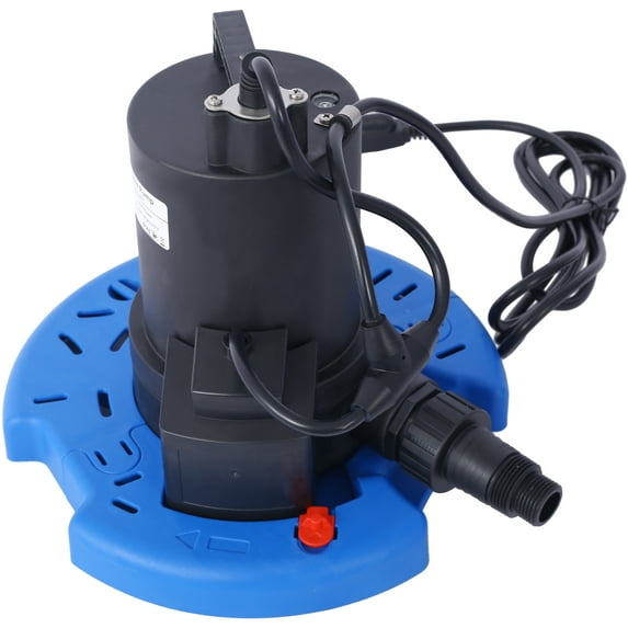 1/4 HP Automatic Swimming Pool Cover Pump 120 V Submersible with 3/4 Check Valve Adapter1850 GPH Water Removal for Pool, Hot Tubs, Rooftops, Water Beds