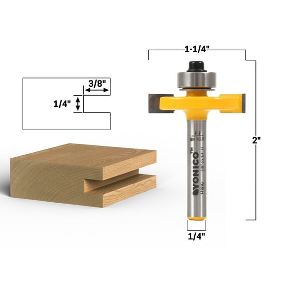 1/4" Height X 3/8" Depth Slot Cutter Router Bit - 1/4" Shank - Yonico 14181q