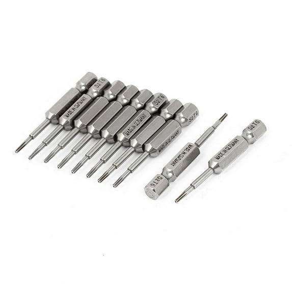 1/4" Hex Shank 1.5mm Tip T6 Magnetic S2 Steel Torx Security Screwdriver Bits x10