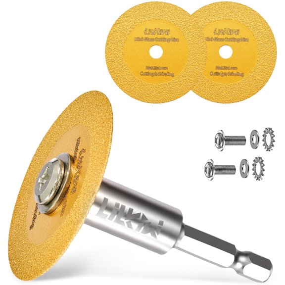 1/4" Hex Shank with 2PCS Diamond Cutting Blade Wheel for PVC Pipe Cutter,Mini Glasses Cutting Disc Also for Cutting Glass, Jade, Crystal, Ceramics and etc.