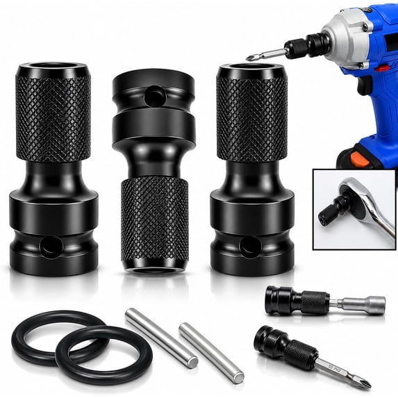 1/4 in Hex Shank Socket Adapter, 1/2 Square Drive to 1/4 Hex Bit ...