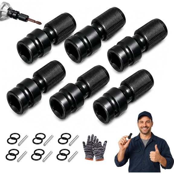 1/4" Hex Shank Socket Converter - 1/2" to 1/4" Hex Female Socket Adapter, Cr-Mo Steel Impact Ratchet Wrench Socket Adapter, Quick Release Bit Holder for Pneumatic and Electric Wrenches Drill (6Pcs)