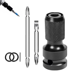 1/4" Hex Shank Socket Converter, 1/2" to 1/4" Impact Wrench Socket Adapter, Impact Wrench Adapter with Secure Bit Holder, 12.5mm Square Drive to 6.35mm Hex Drive for Automotive Repair (1PCS)
