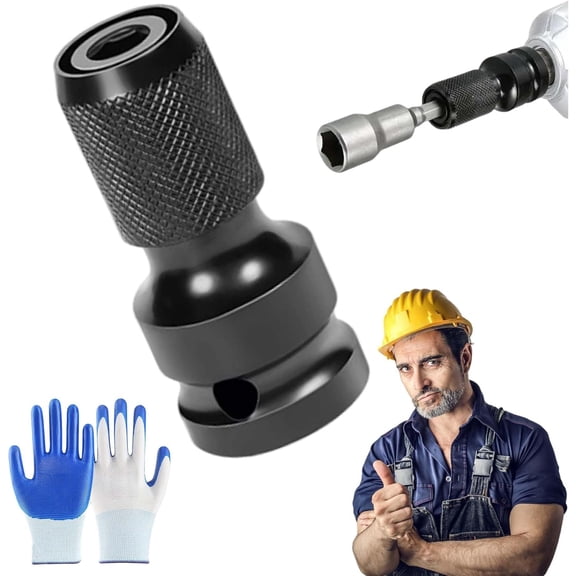 1/4" Hex Shank Socket Converter - 1/2" To 1/4", Quick Release Bit Holder, Cr-Mo Steel Square To Hex Converter For Drill Ratchet, Impact Socket Wrench Adapter (1pc)
