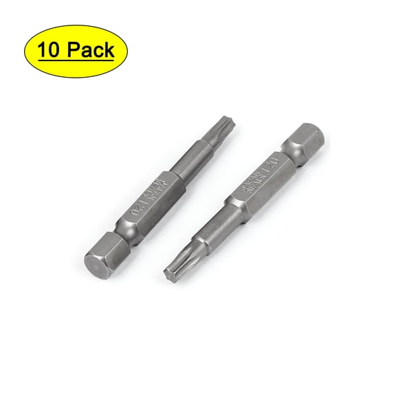 Unique Bargains Metal 50mm Length 1/4' Hex Shank Magnetic T20 Torx Screwdriver Bits Tool Gray 10 Pcs