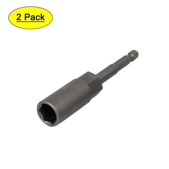 1/4" Hexagon Shank 13mm Deep Socket 100mm Length Metal Hex Nut Driver Bits 2pcs