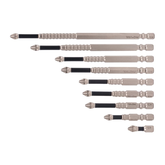 1/4" Hexagonal Shank Long Screwdriver Bit Set, Nonslip, Crossed Head Slotted Tip Bits Screwdriver
