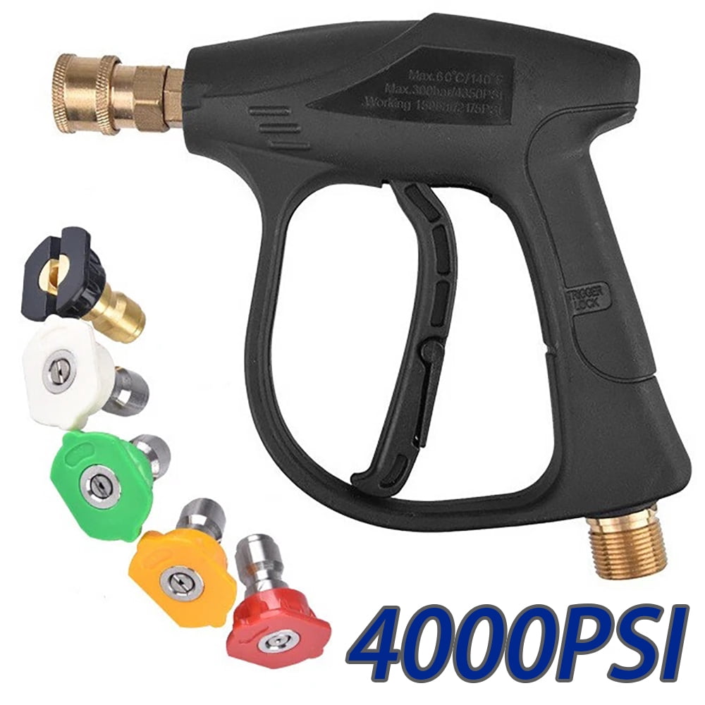 Pistola de hidrolavadora de alta presión de 1/4" 4000 PSI, varilla corta rociadora de espuma para lavado de autos con 5 boquillas