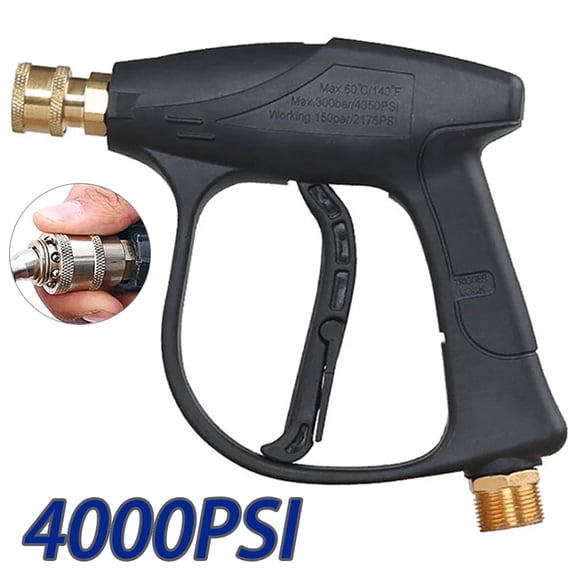 1/4" High Pressure Washer Gun 4000 PSI Car Wash Foam Spray Short Wand