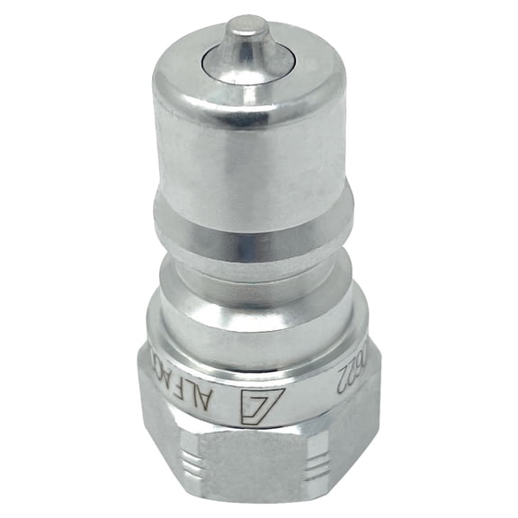 1/4" Hydraulic Quick Release Coupling, Series B, 1/4" Male Plug x 1/4" Female Threads, Galvanized Steel