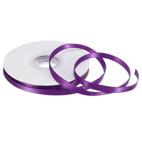 Uxcell 1/4" 25 Yard Satin Ribbon Grosgrain Thin Solid Silk Wedding Bouquet Ribbon for Valentine's Day Gift Wrapping Violet Purple