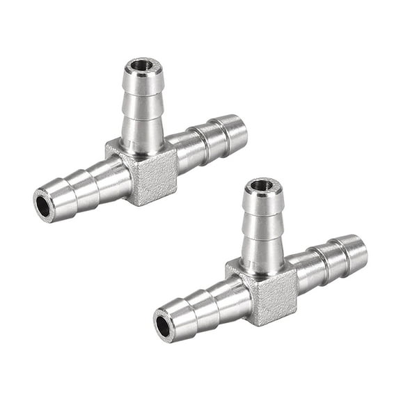 1/4-Inch (6mm) Hose ID Barb Fitting Stainless Steel 3-Way T Shaped Union Home Brew Fitting 2pcs