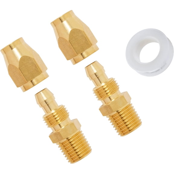 1/4 Inch Air Hose Repair Fittings, 1/4'' NPT Air Hose Splicers, 1/4'' Brass Barbed Compressor Repair Fittings for PU & PVC Hose with Sealing Tape (2 )