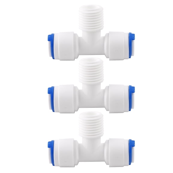 1/4 Inch BSP Male to 1/4 Inch OD Tee-type Quick Water Purifier Tube Fitting Connectors Filter Joint Replacement 3pcs