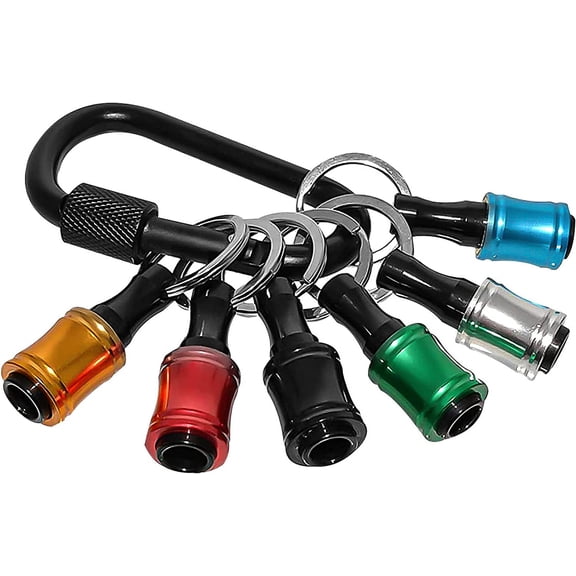 1/4 Inch Bit Holder Keychain, Hex Screwdriver Bits Holder Extension Bar, Quick Change Screw Bit Holder for Most Electric, Hand-held Screwdrivers and Drill Bits(6 PCS)