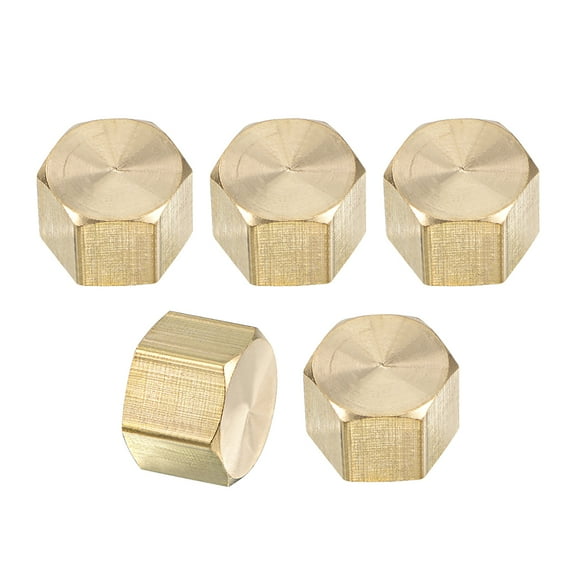 1/4-Inch Brass Cap 5 pcs G1/4 Female Pipe Fitting Hex Compression Stop Valve Connector
