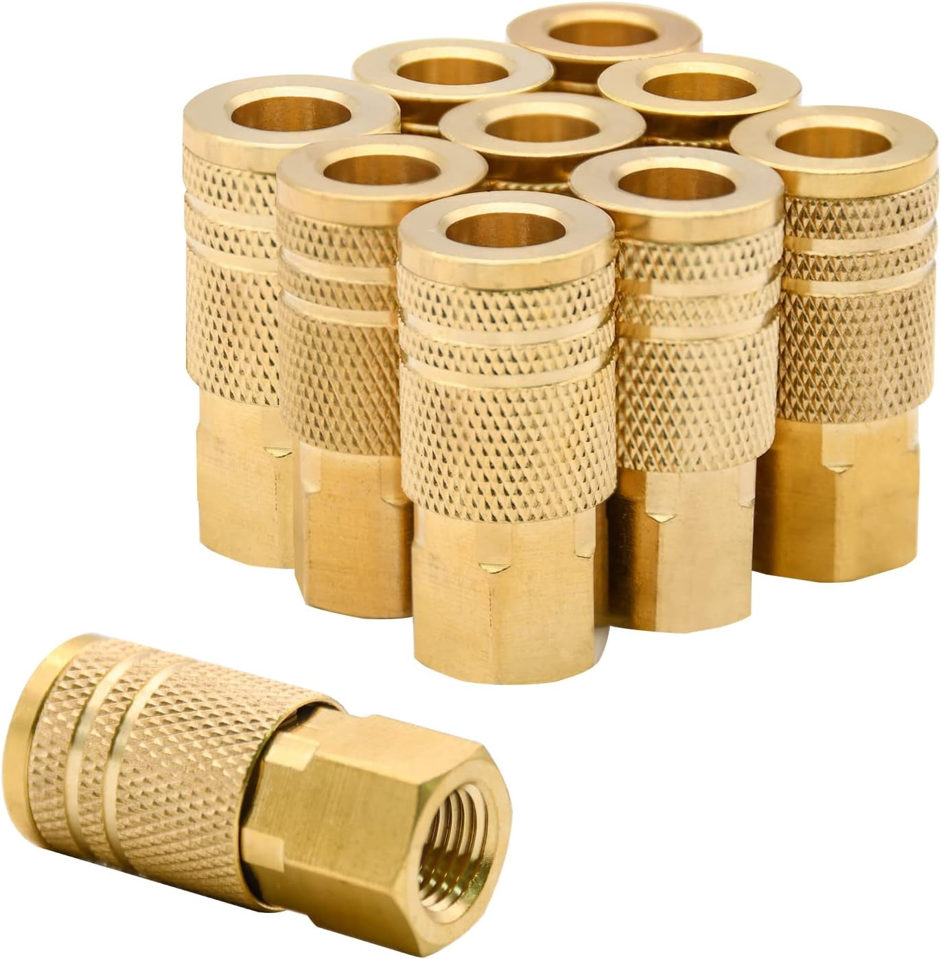 1/4-Inch Brass Female Industrial Coupler, 10 Pack 1/4 Inch Air Hose ...