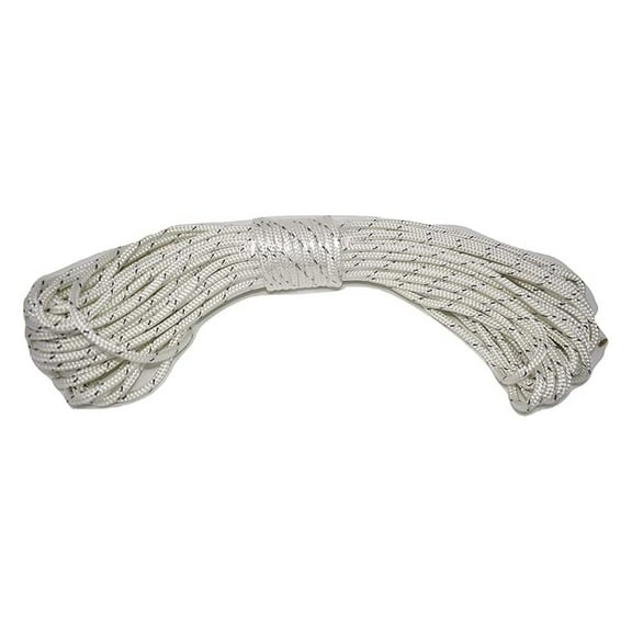 1/4 Inch Double Braid Polyester Rope - 100 ft White/Black - Marine Rope for Sail Rigging, Halyards, Flag Pole, Winch Line, Boating & Outdoor Use - USA Made