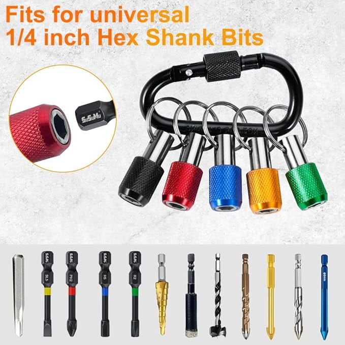 1/4 Inch Drill Bit Holder, Bit Holder Key Chain, Slip DurableHex