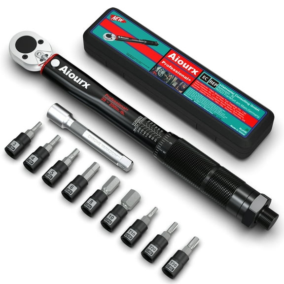1/4 Inch Drive Click Torque Wrench Set 20-260 in.-lb. / 2.26-29.38 Nm 11 Pieces Black