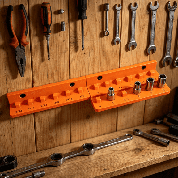 1/4 Inch Drive Socket Organizer Holder, SAE & Metric Socket Storage Rack, Wall Mount Tool Organizer for Garage Toolbox and Workshop Storage