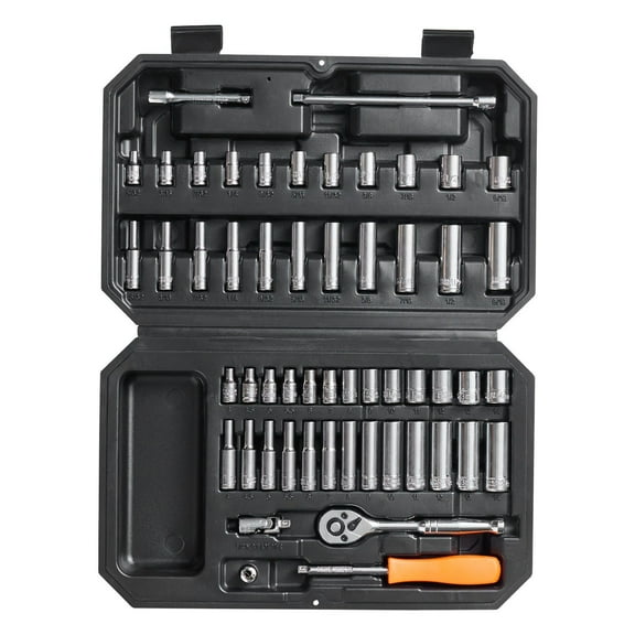 1/4 Inch Drive Socket and Ratchet Set 54-Piece SAE and Metric 6-Point Deep and Standard Sockets 5/32-9/16 in 4-14 mm with Accessories and Storage Case