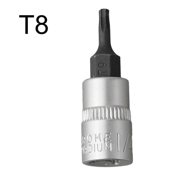 1/4 Inch Drive for TORX Socket Bit Set T8-T40, Chrome Vanadium Steel Star Screwdriver Bits for Repair Work, Silver Black(T8)