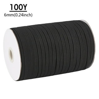 BLACK Flat Elastic 1/4 or 6mm Knitted Braided Strong Stretchy Band  Washable Cord For Sewing Masks Dressmaking Cuff DIY - Lush Fabric