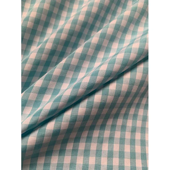 Burlap Fabric 1/4 Inch Gingham Fabric Aqua Per Yard 60 Inch Wide
