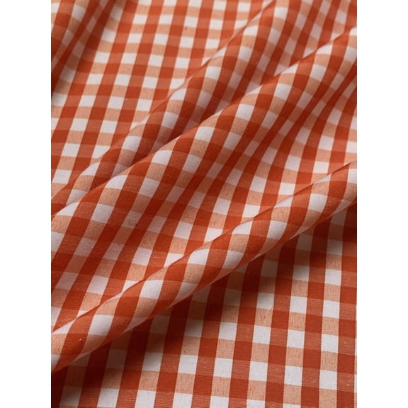 Burlap Fabric 1/4 Inch Gingham Fabric Orange Per Yard 60 Inch Wide
