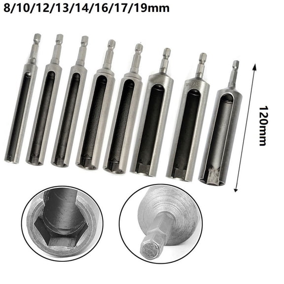1/4 Inch Hex Shank 120mm Nut Driver, Forged Chrome Vanadium Steel Slotted Socket Wrench for Extended Reach, Compatible with Electric and Pneumatic Screwdrivers