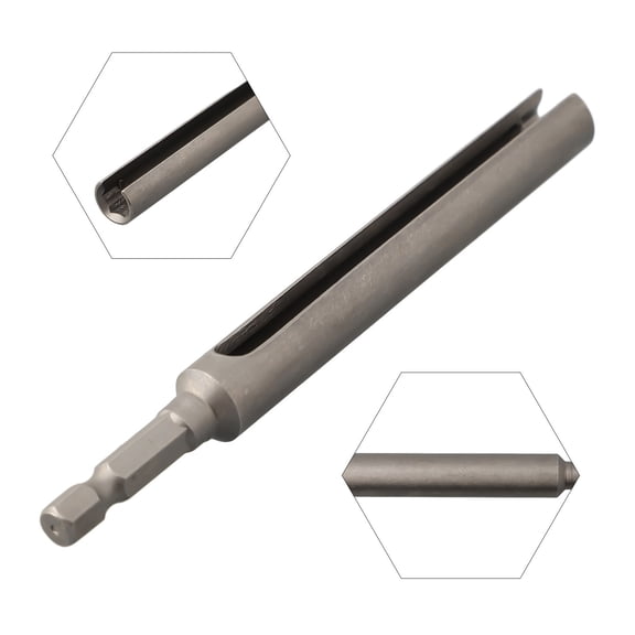 1/4 Inch Hex Shank 120mm Nut Driver, Quick Change Slotted Socket Wrench Bit Made of Forged Chrome Vanadium Steel, Sandblasted Finish for Bolts and Hooks, Fits Electric and Manual Drivers
