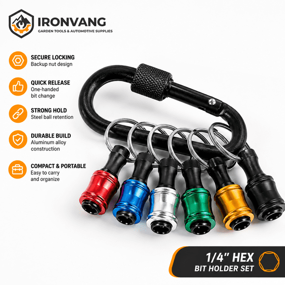 1/4 Inch Hex Shank Bit Holder, Aluminum Alloy Quick Release Screwdriver Bit Holder for Impact Driver, Drill Bits, Electric Screwdrivers and Hand Tools, Compact Bit Organizer Gift for Men