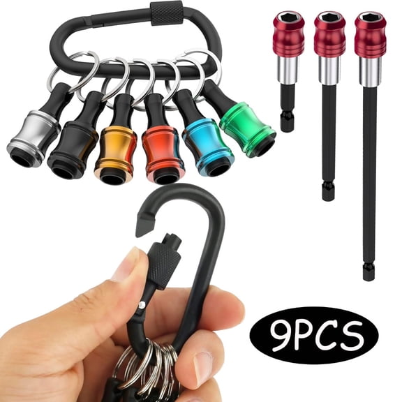 1/4 Inch Hex Shank Bits Holder and 3pcs Magnetic Drill Screwdriver Bit Extension Set, Quick Release Bit Holder Chuck Adapter Extender for Impact Driver Nuts Screws Drill, Black-2
