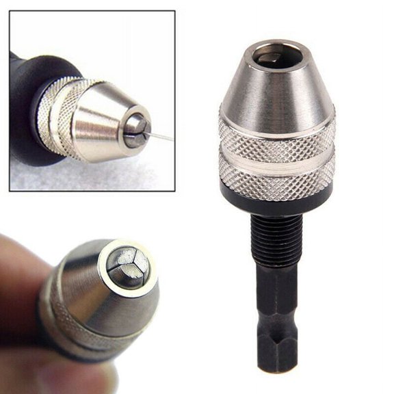 1/4'' Inch Hex Shank Keyless Drill Bit Chuck Adapter Converter Quick Change Tool