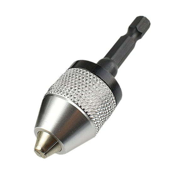 1/4-Inch Hex Shank Keyless Drill Chuck Adapter | Ngxiha Keyless Drill Bit Chuck, Holds 0.3-6.5mm Bits, Converts Standard Drill Bits to Quick-Change System - 1 Pc - Silver
